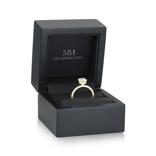 Ovalisse - Oval Cut Moissanite Ring with Circle Hidden Halo