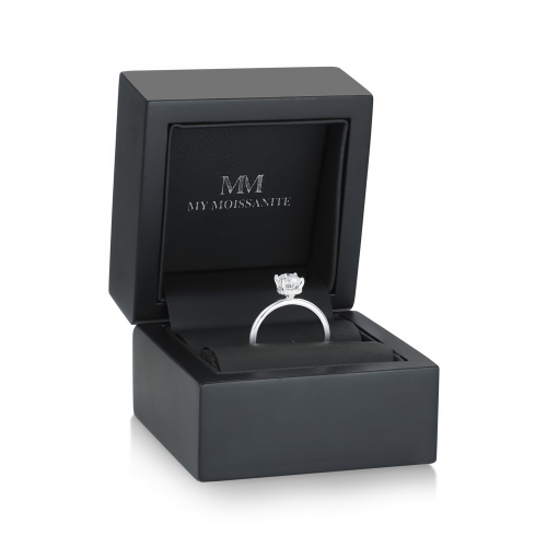 Ovalisse - Oval Cut Moissanite Ring with Circle Hidden Halo