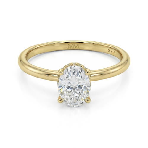 Ovalisse - Oval Cut Moissanite Ring with Circle Hidden Halo