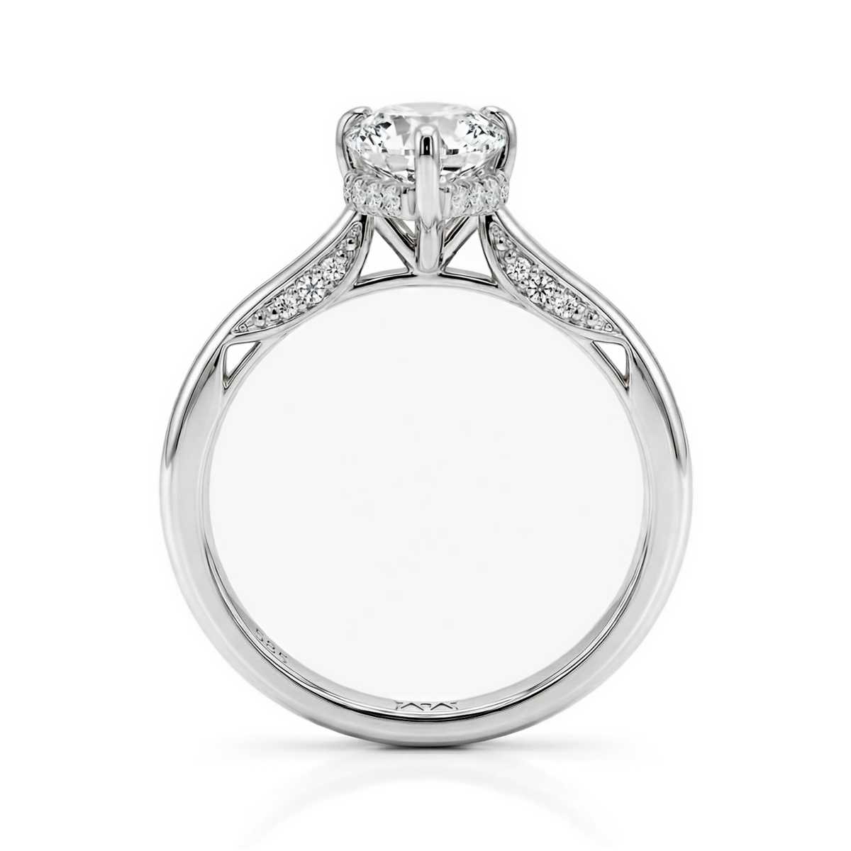 Poirine - Pear Cut Moissanite Ring with Hidden Halo and Pavé Accent Stones