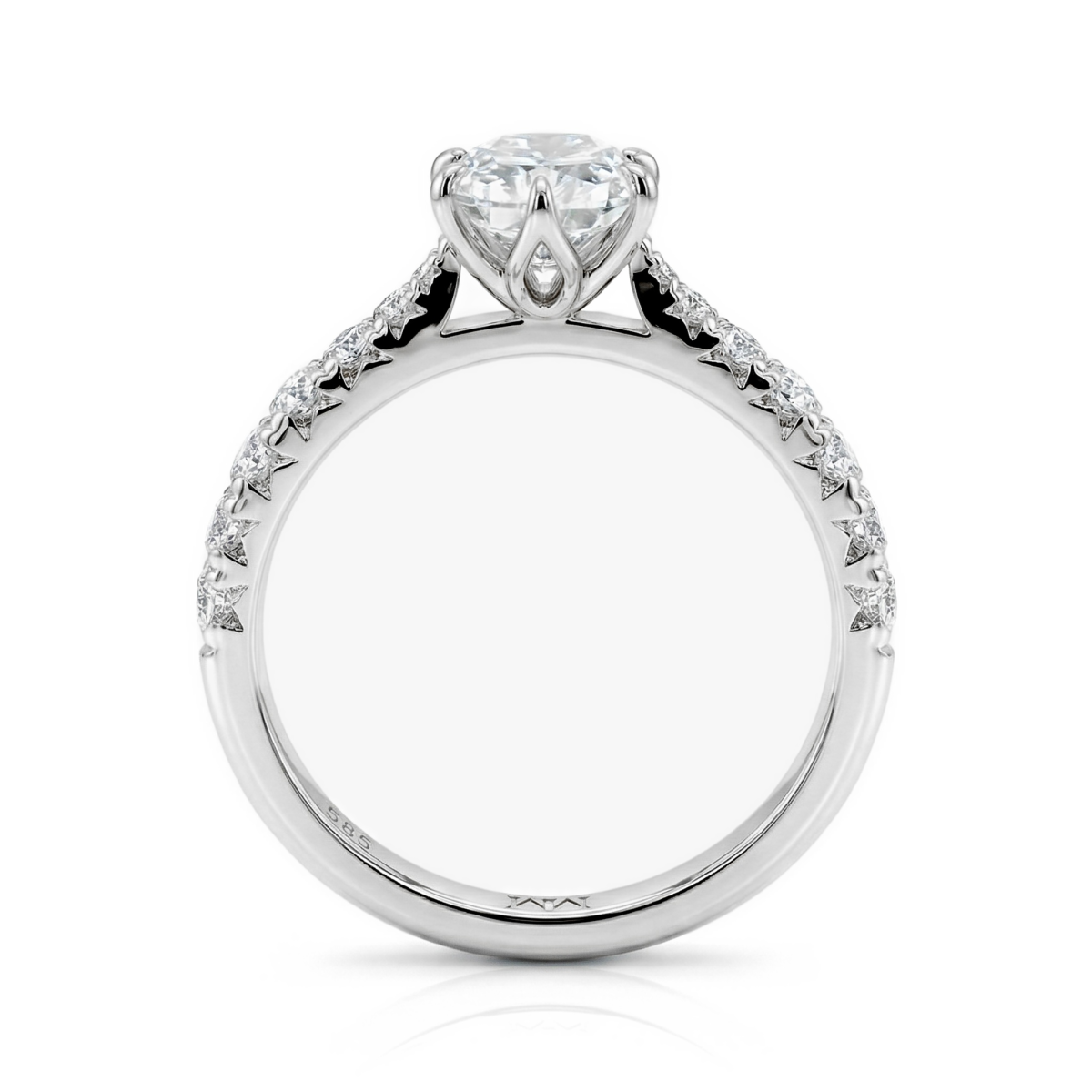 Lumiere - Radiant Cut Moissanite Ring with Pavé-Set Stones