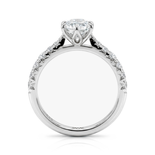 Lumiere - Radiant Cut Moissanite Ring with Pavé-Set Stones
