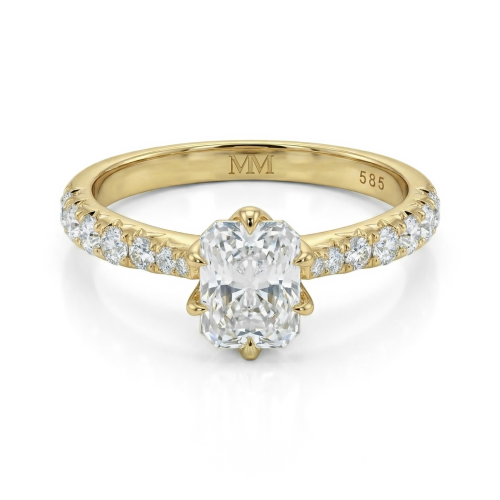 Lumiere - Radiant Cut Moissanite Ring with Pavé-Set Stones