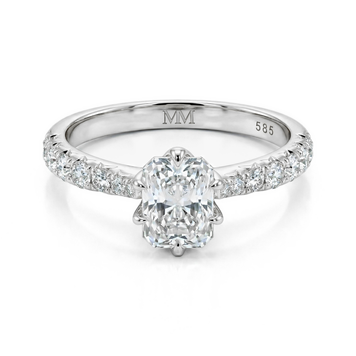 Lumiere - Radiant Cut Moissanite Ring with Channel-Set Stones