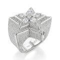 Zenith - Men's Pear Cut Moissanite Star Ring with Pavé Setting Zenith - Men's Pear Cut Moissanite Star Ring with Pavé Setting