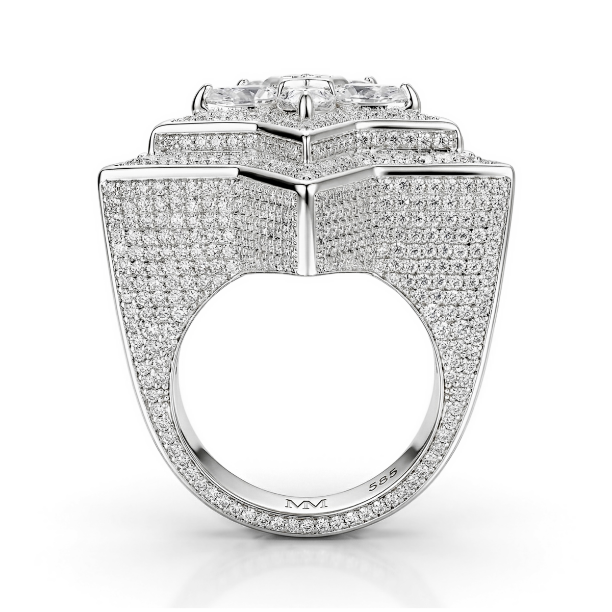 Zenith - Men's Pear Cut Moissanite Star Ring with Pavé Setting