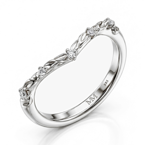Vinea - Nature-Inspired Moissanite Wedding Band with Leaf and Vine Motifs Vinea - Nature-Inspired Moissanite Wedding Band with Leaf and Vine Motifs