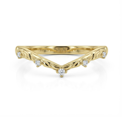 Vinea - Nature-Inspired Moissanite Wedding Band with Leaf and Vine Motifs