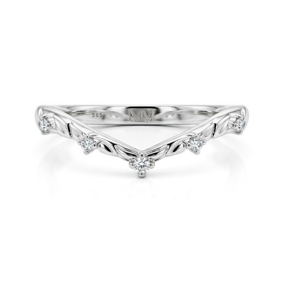 Vinea - Nature-Inspired Moissanite Wedding Band with Leaf and Vine Motifs