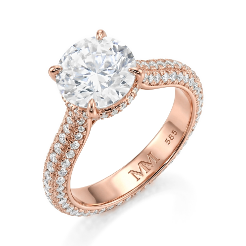 Cassiane - Moissanite Engagement Ring with Pavé-Set Accent Stones