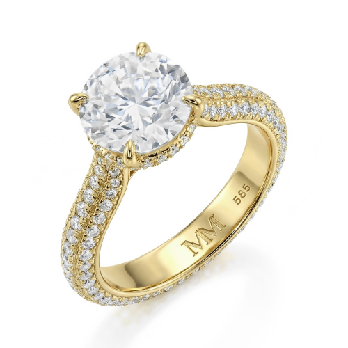 Cassiane - Moissanite Engagement Ring with Pavé-Set Accent Stones