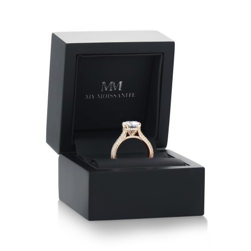 Cassiane - Moissanite Engagement Ring with Pavé-Set Accent Stones