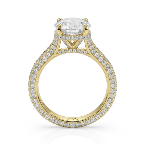 Cassiane - Moissanite Engagement Ring with Pavé-Set Accent Stones