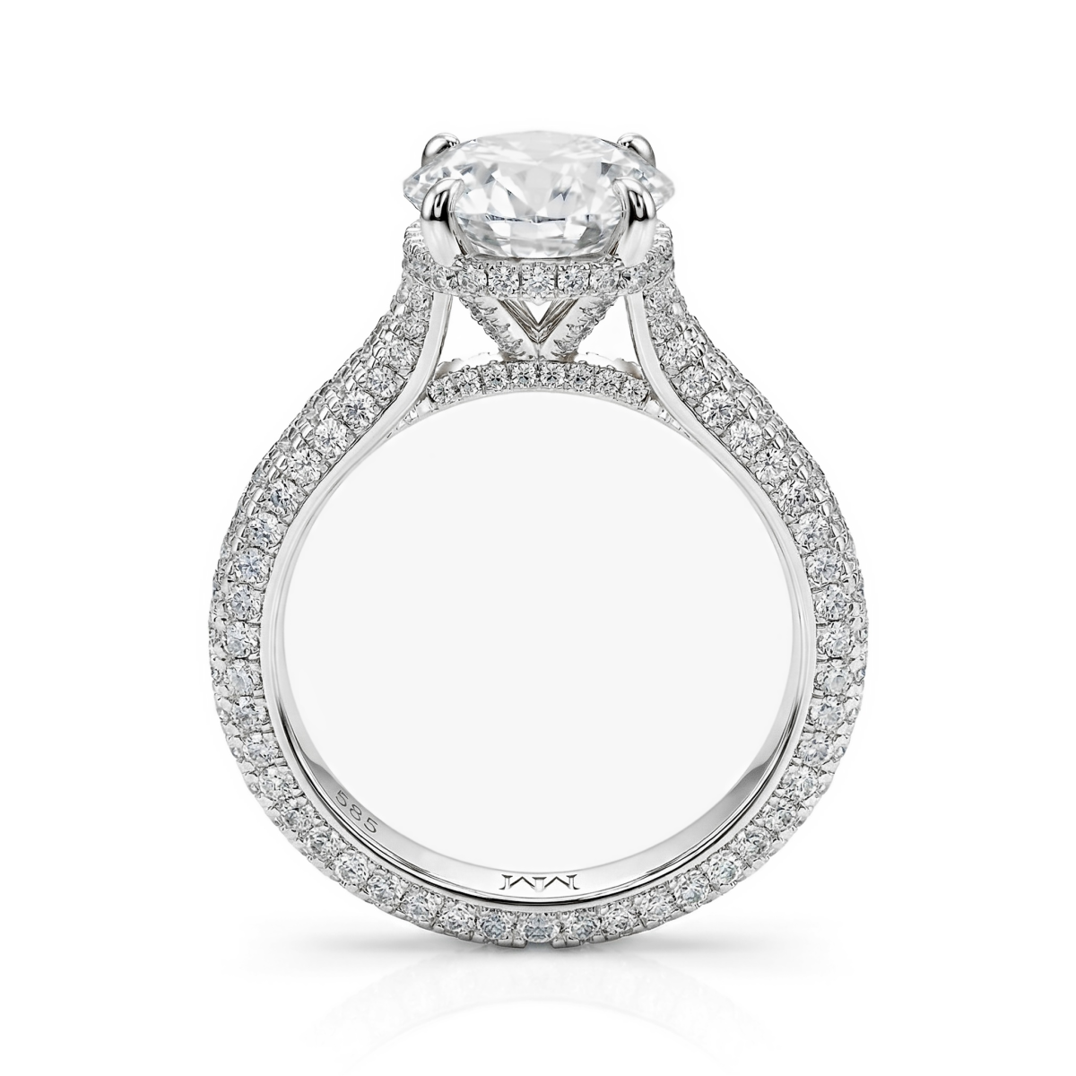 Cassiane - Moissanite Engagement Ring with Pavé-Set Accent Stones