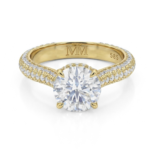 Cassiane - Moissanite Engagement Ring with Pavé-Set Accent Stones