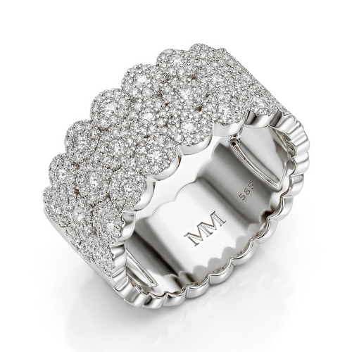 Cresta - Wide Pavé Set Moissanite Engagement Ring