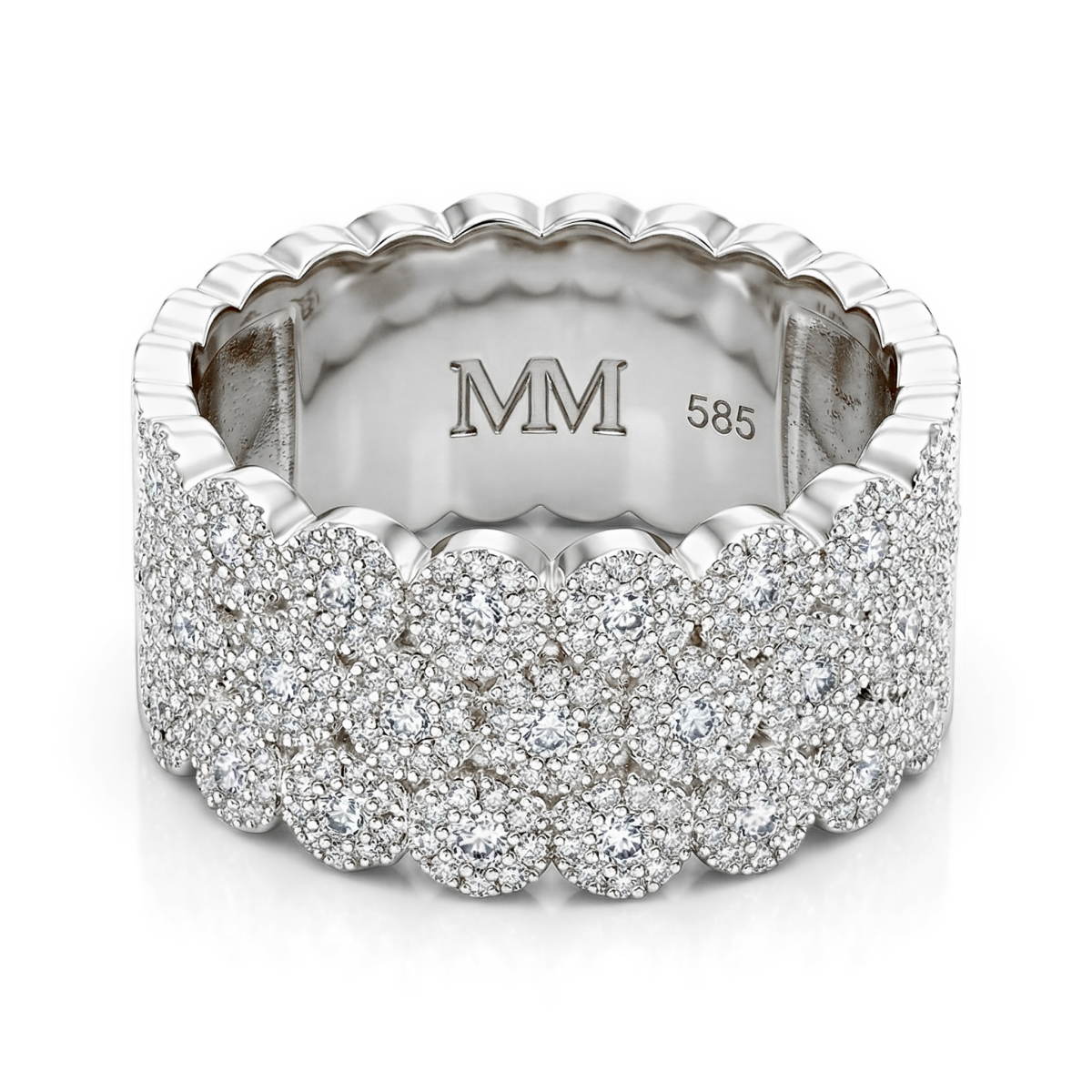 Cresta - Wide Pavé Set Moissanite Engagement Ring