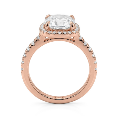 Candesce - Cushion Cut Moissanite Halo Engagement Ring With Accented Band