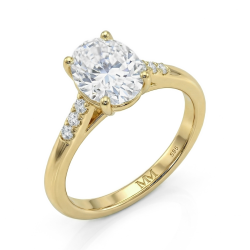 Mirage - Oval Cut Moissanite Engagement Ring with Pavé Side Stones