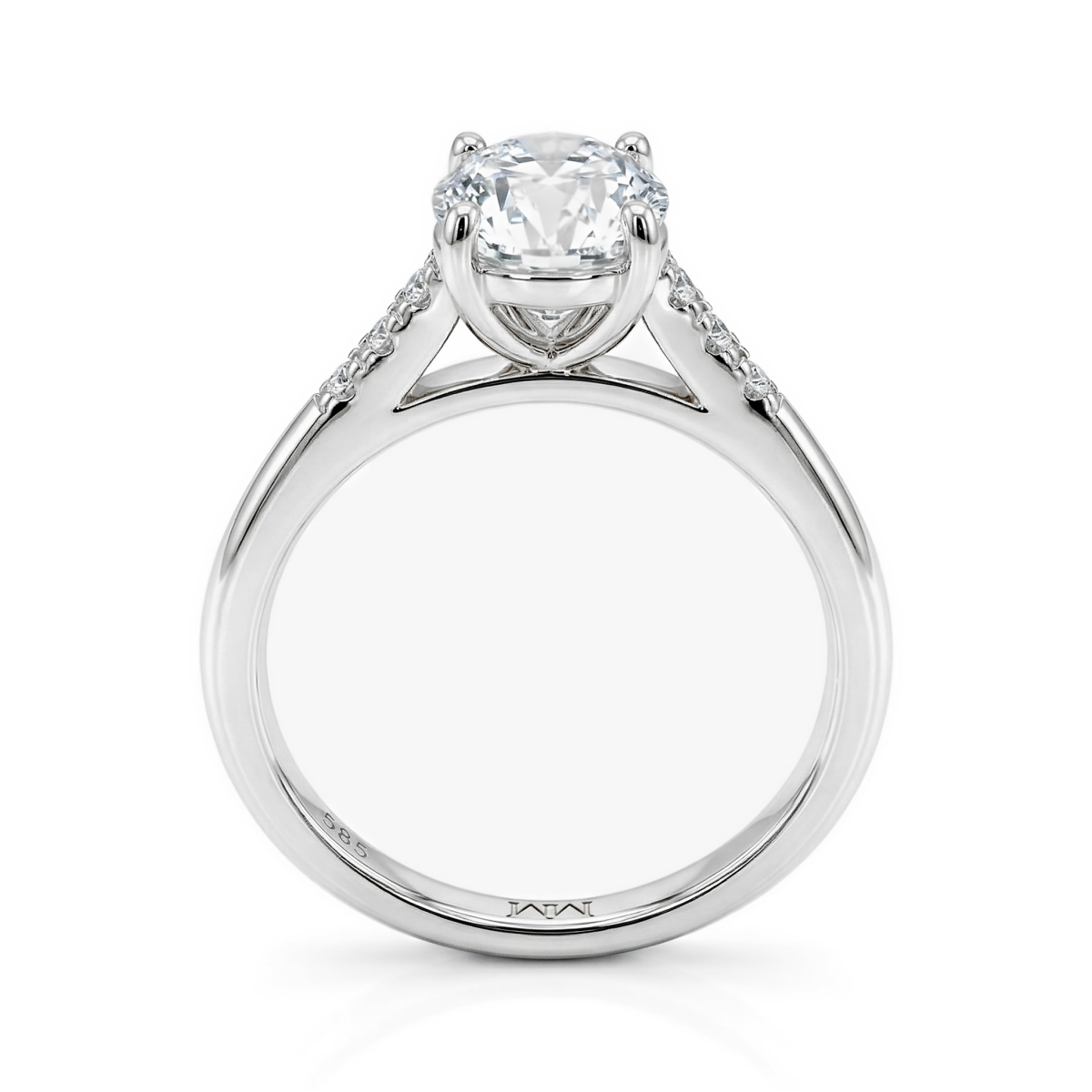 Mirage - Oval Cut Moissanite Engagement Ring with Pavé Side Stones