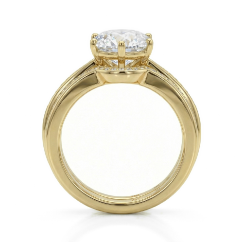 Vespera - Moissanite Bridal Set With Pavé Accents and Split Band