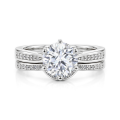 Vespera - Moissanite Bridal Set With Pavé Accents and Split Band
