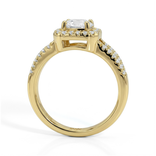 Evora – Moissanite Ring with Split-Shank in Halo Setting