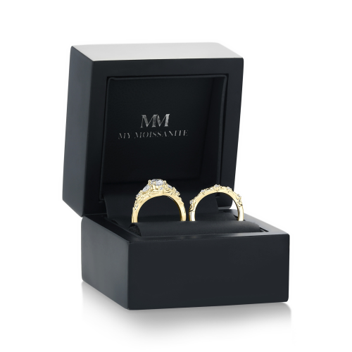 Fiorine - Oval Cut Moissanite Bridal Set with Botanical Design