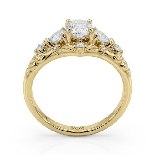 Fiorine - Oval Cut Moissanite Bridal Set with Botanical Design