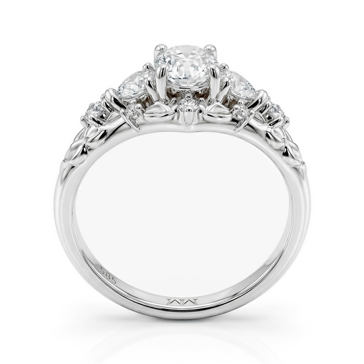 Fiorine - Oval Cut Moissanite Bridal Set with Botanical Design