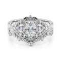 Fiorine - Oval Cut Moissanite Bridal Set with Botanical Design