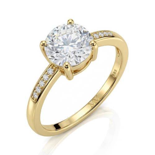 Ophelia - Moissanite Engagement Ring with Pavé Set Side Stones
