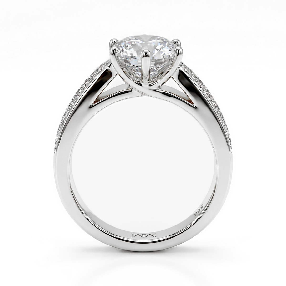 Sylphie - Moissanite Engagement Ring With Double Side Stones