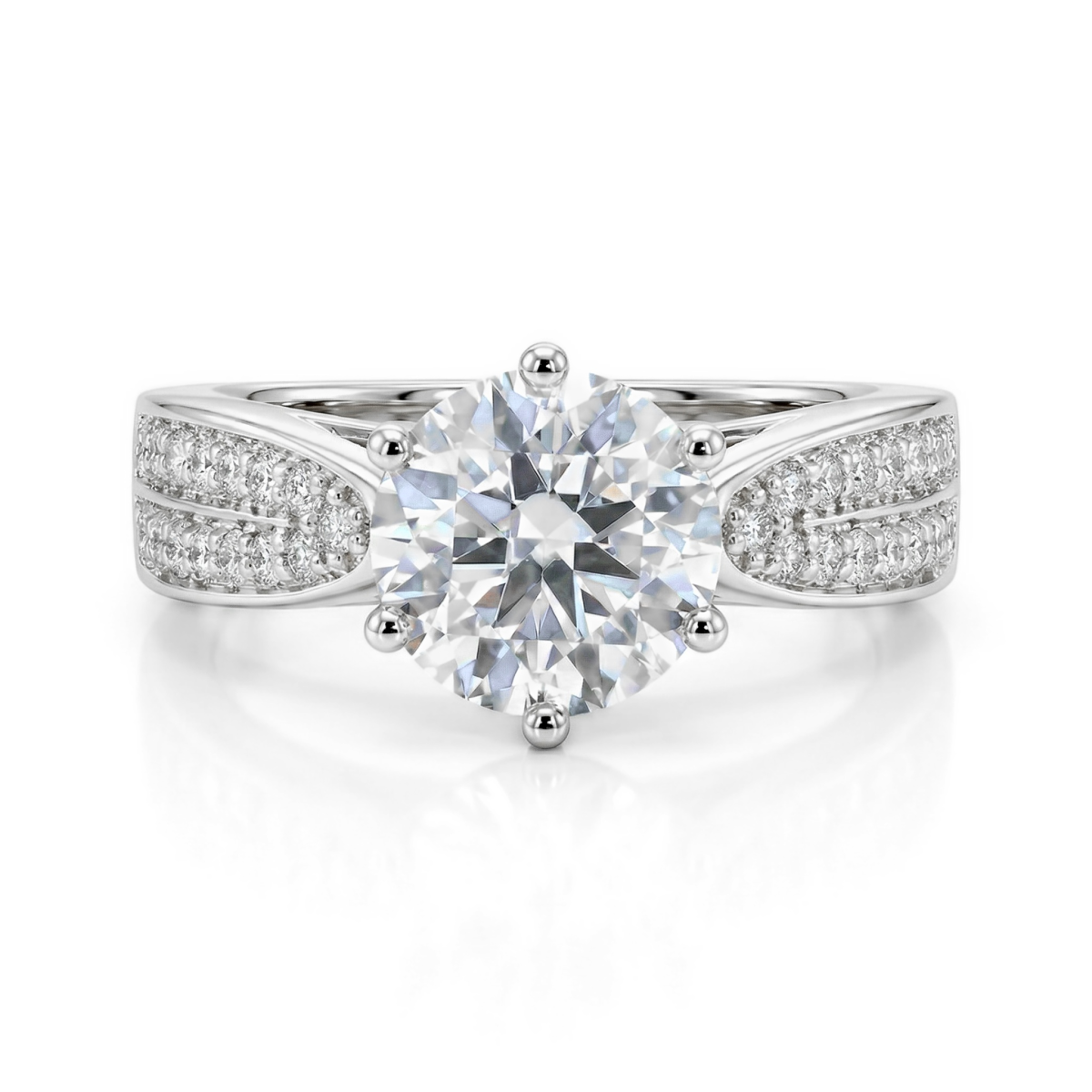 Sylphie - Moissanite Engagement Ring With Double Side Stones