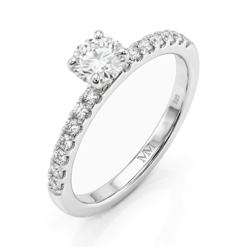  Aurora - Moissanite Ring With Minimalistic Side Stones