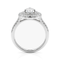 Athena - Pear Cut Moissanite Engagement Ring with Double Halo and Pavé Shank