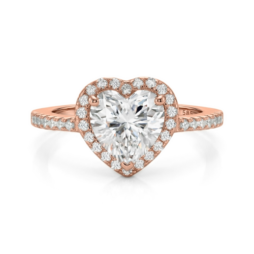 Heartshine – Heart Moissanite Ring in Halo Setting