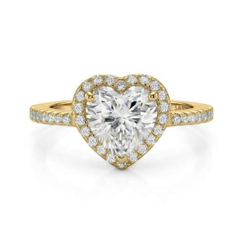 Heartshine – Heart Moissanite Ring in Halo Setting