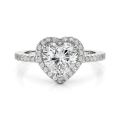 Heartshine - Halo Heart Moissanite Ring With Side Stones
