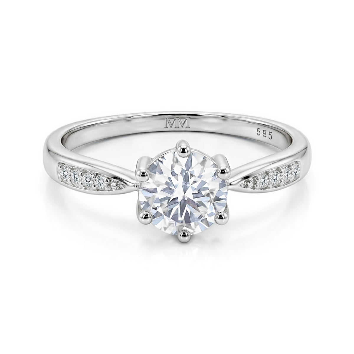 Stellar - Moissanite Engagement Ring with Pavé-Set Side Stones and Split Shank