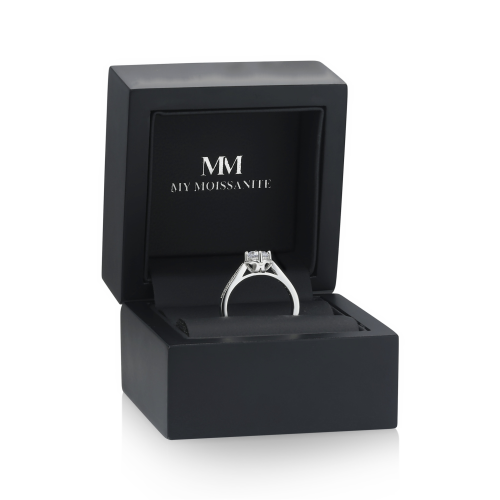 Celeste - Moissanite Engagement Ring With Pave Side Stones