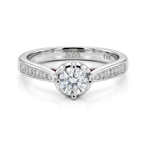 Celeste - Moissanite Engagement Ring With Pave Side Stones