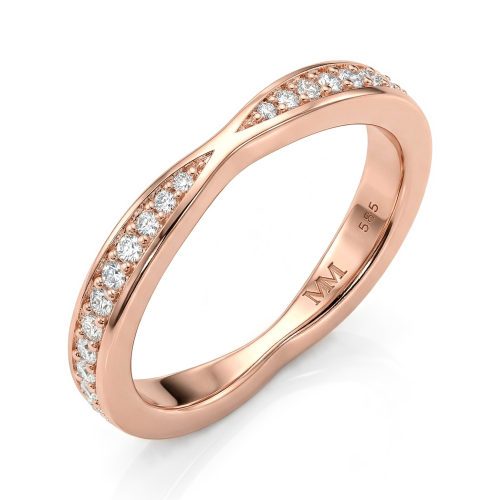 Aria - Curved Moissanite Wedding Band With Pavé Setting