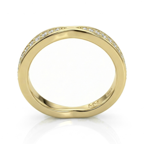 Aria - Curved Moissanite Wedding Band With Pavé Setting