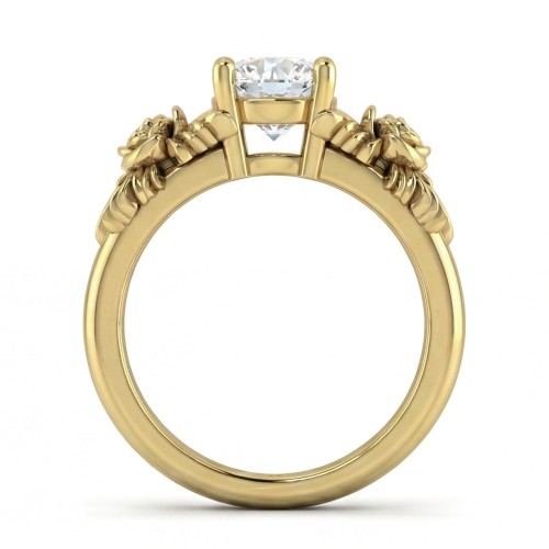 Roselle - Floral Moissanite Engagement Ring with Pavé Setting