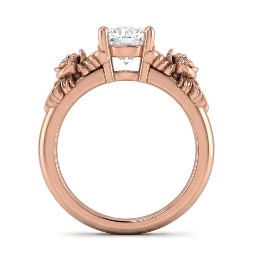 Roselle - Floral Moissanite Engagement Ring with Pavé Setting