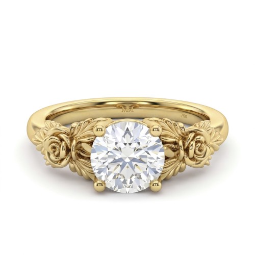 Roselle - Floral Moissanite Engagement Ring with Pavé Setting