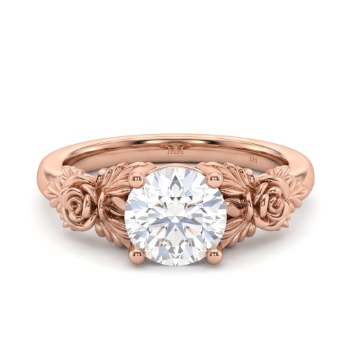 Roselle - Floral Moissanite Engagement Ring with Pavé Setting