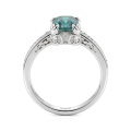 Verdisia - Vintage Floral Emerald Cut Green Moissanite Engagement Ring
