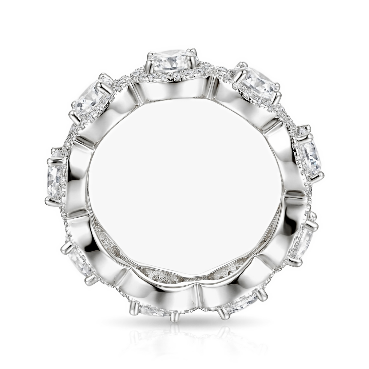 Allegra - Moissanite Eternity Ring with Halo and Accent Stones